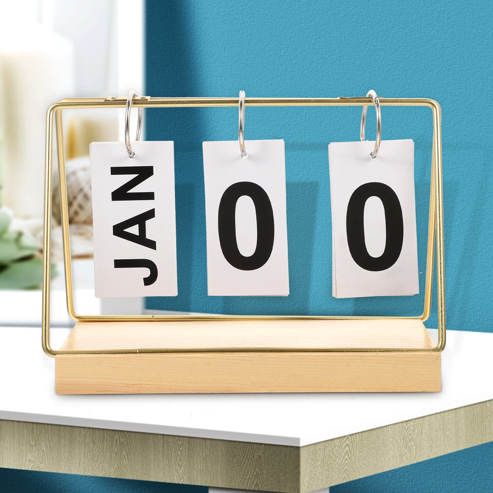 

Wooden Block Calendar Desk Decor Perpetual Countdown Office Decorative Adornment Rustic Vintage Style