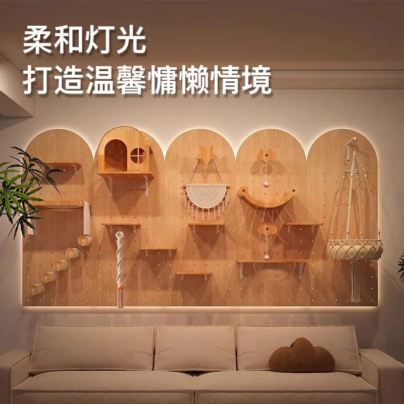 إطار تسلق القطط من الخشب الصلب، لوحة ثقب شقة صغيرة، كبسولة فضائية ذاتية الصنع