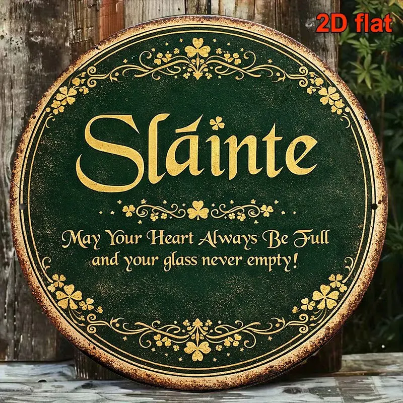 1pc 8*8in/20x20cm 2D flat round metal sign, vintage metal plaque with 