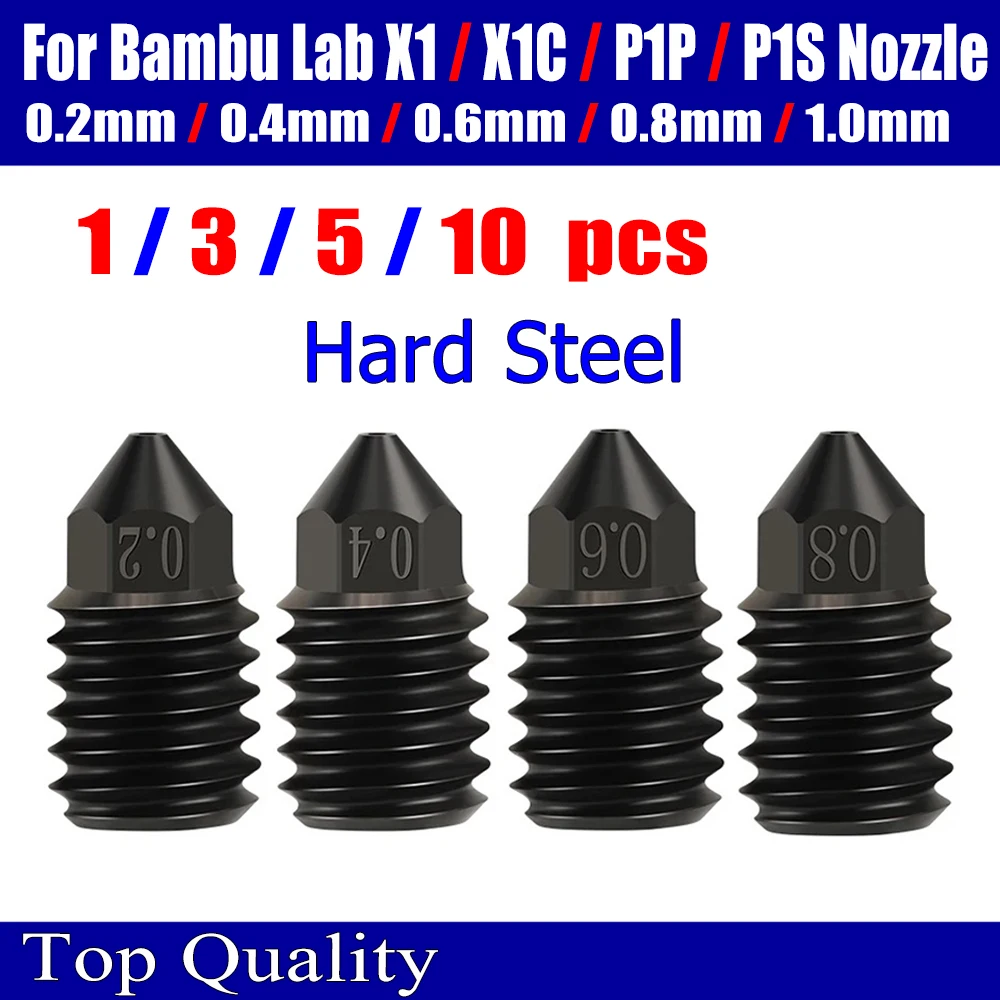 Dysza do Bambu Lab X1/x1c p1p/P1S Dysza ze stali hartowanej 0,2 0,4 0,6 0,8 1,0 mm Dysze do Bambulab Ulepszona drukarka 3D Hotend