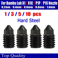 Nozzle For Bambu Lab X1/x1c p1p/P1S Nozzle Hardened Steel 0.2 0.4 0.6 0.8 1.0mm Nozzles For Bambulab Upgraded Hotend 3D Printer