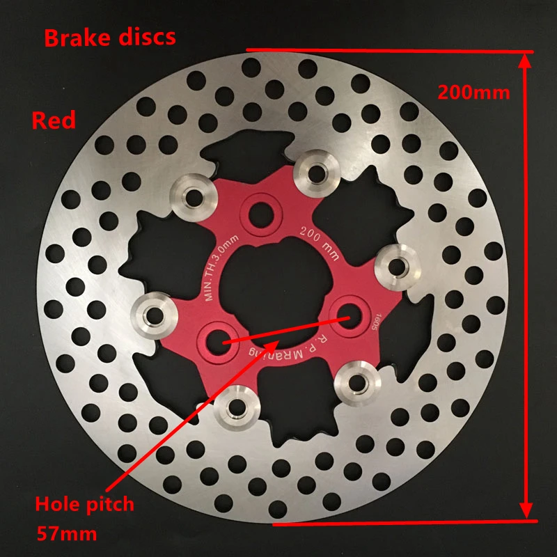 1 PCS Universal Aluminum alloy Floating disk motorcycle brake disc brake pads 200mm motorcycle rear disc brake Hole pitch 57mm