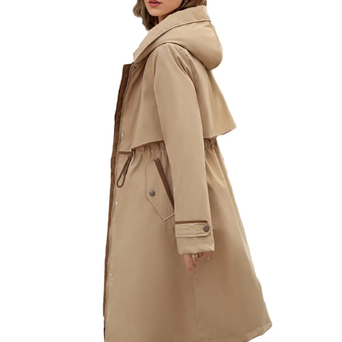 Parkas pour femmes manteaux hiver femme col de fourrure chaud épaissir chaud longue veste en coton femmes taille cordon veste pour les femmes 2025