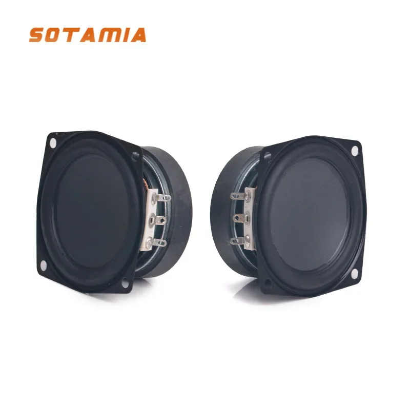 SOTAMIA 2Pcs 2.5 Inch Full Range Audio Speaker 4 Ohm 15W Bluetooth Speaker Rubber Edge Waterproof Outdoor HIFI Loudspeaker