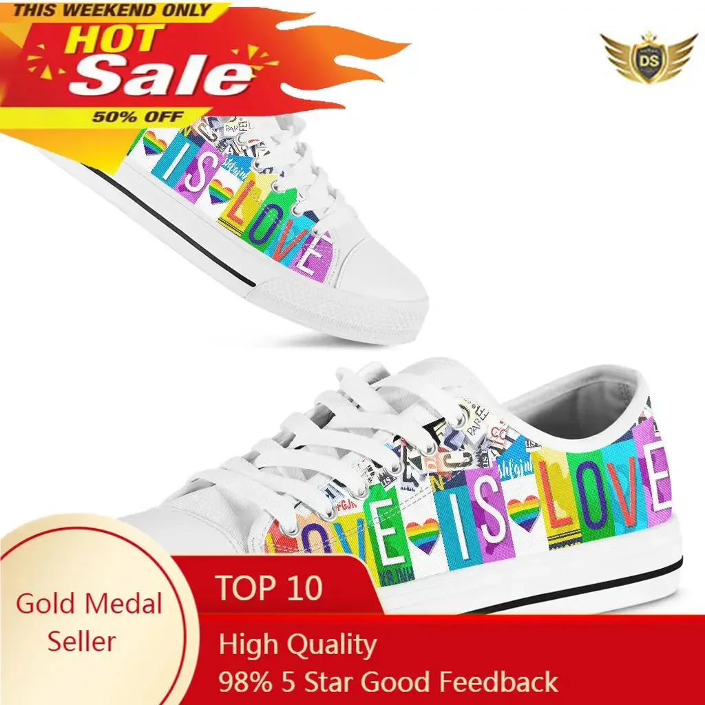 LGBT Love Is Love License Plate Breathable Women's Vulcanized Shoes Fashion Sneakers Out Female Casual Shoes Ladies Sneaker