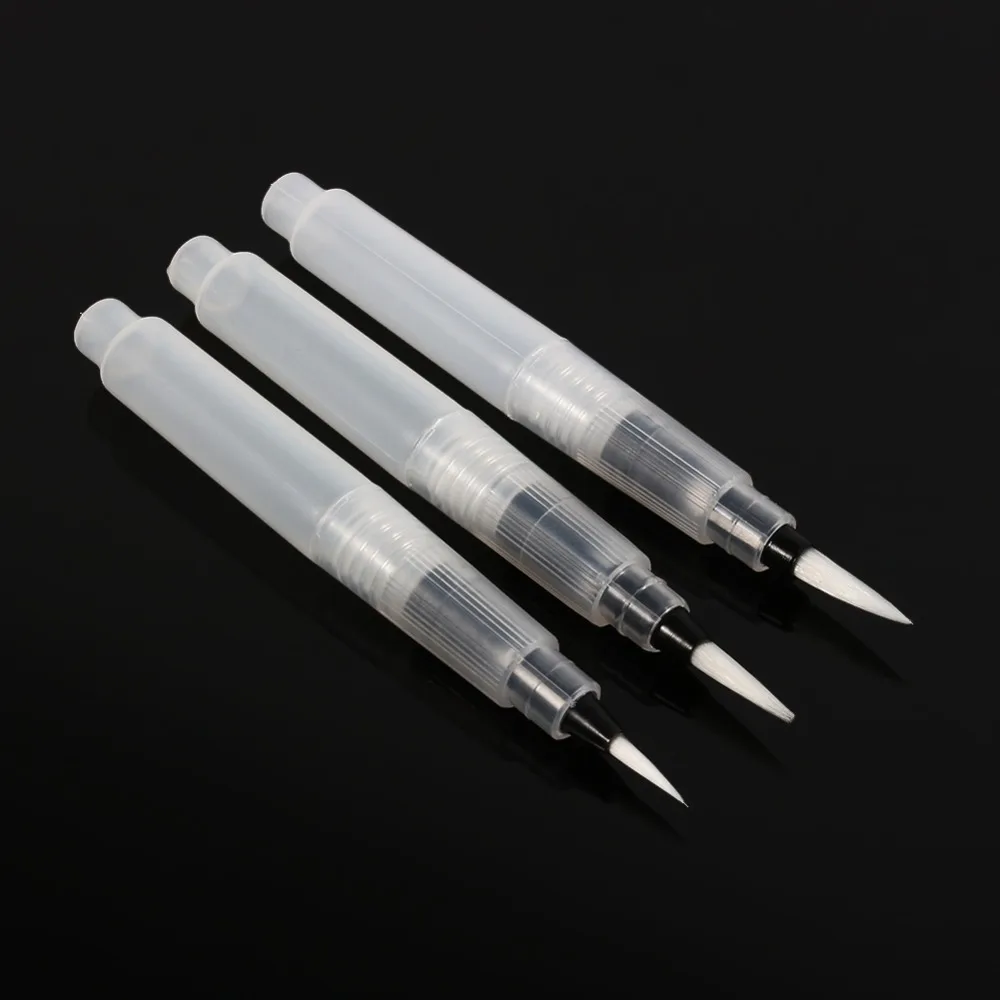 6pcs Water Soluble Water Brush Pens 12cm Length 3 Size Brush Tips Watercolor Brush Pen Set Refillable Watercolor Pens