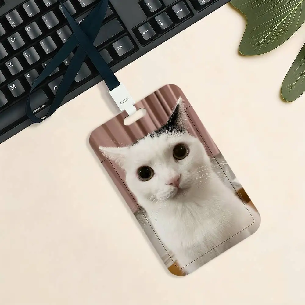 Niedlicher Katzen-Meme-Kartenhalter, lustiges Kartenetui für Bank-, Kredit-, Studenten-, Ausweis-, U-Bahn-, Arbeits- und Ausweiskarten – Detail 7