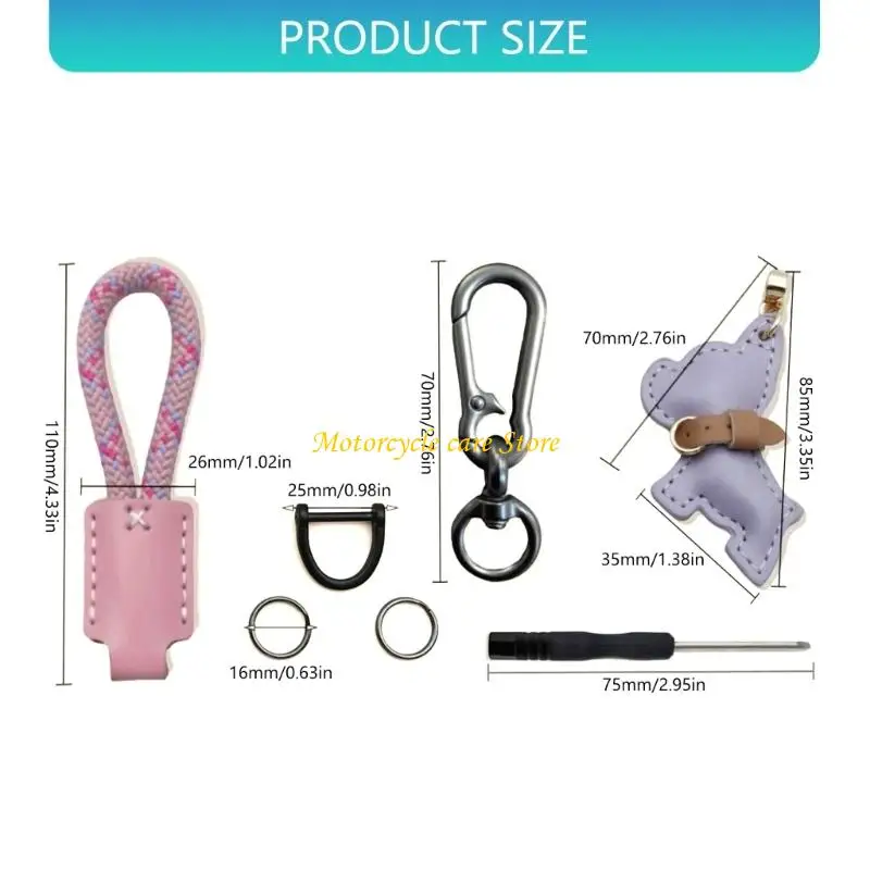 U75F PU Leather Keychain Accessory French Dog Pendant for Outdoor Travel
