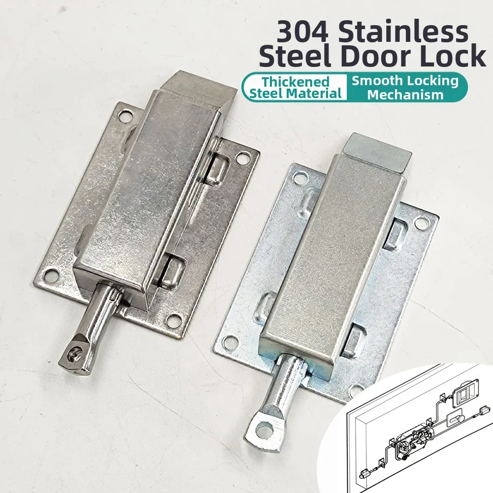 Car Door Tongue 304 Stainless Steel Collision Latch Cabinet Lock Head With Connecting Rod Heavy Duty Door Tongue For Van Trailer