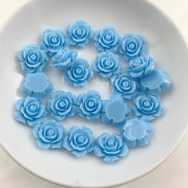 30 pz 15mm 3D resina fiore di rosa retro piatto Cabochon Scrapbook resina abbellimento gioielli che fanno decorazione di nozze