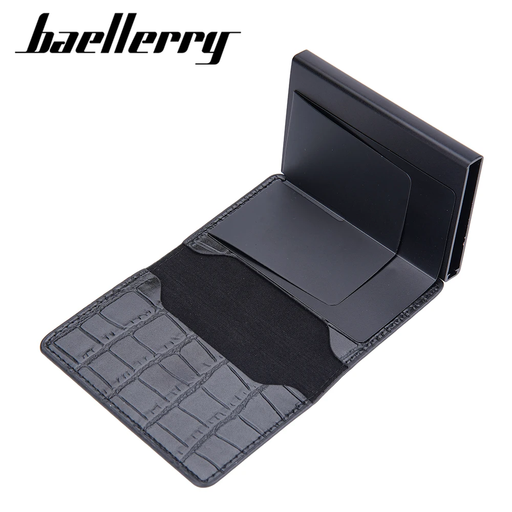 Baellery novo rfid masculino cartão carteira mini titular do cartão curto padrão de pedra marca masculina bolsa magro simples clipes de cartão popup masculino