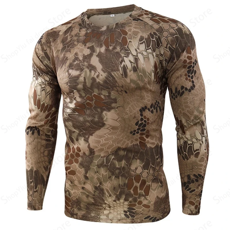 Camiseta de manga larga para hombre, camisetas gráficas con estampado de camuflaje 3d, camisetas de Fitness a la moda para hombre y mujer, camisetas