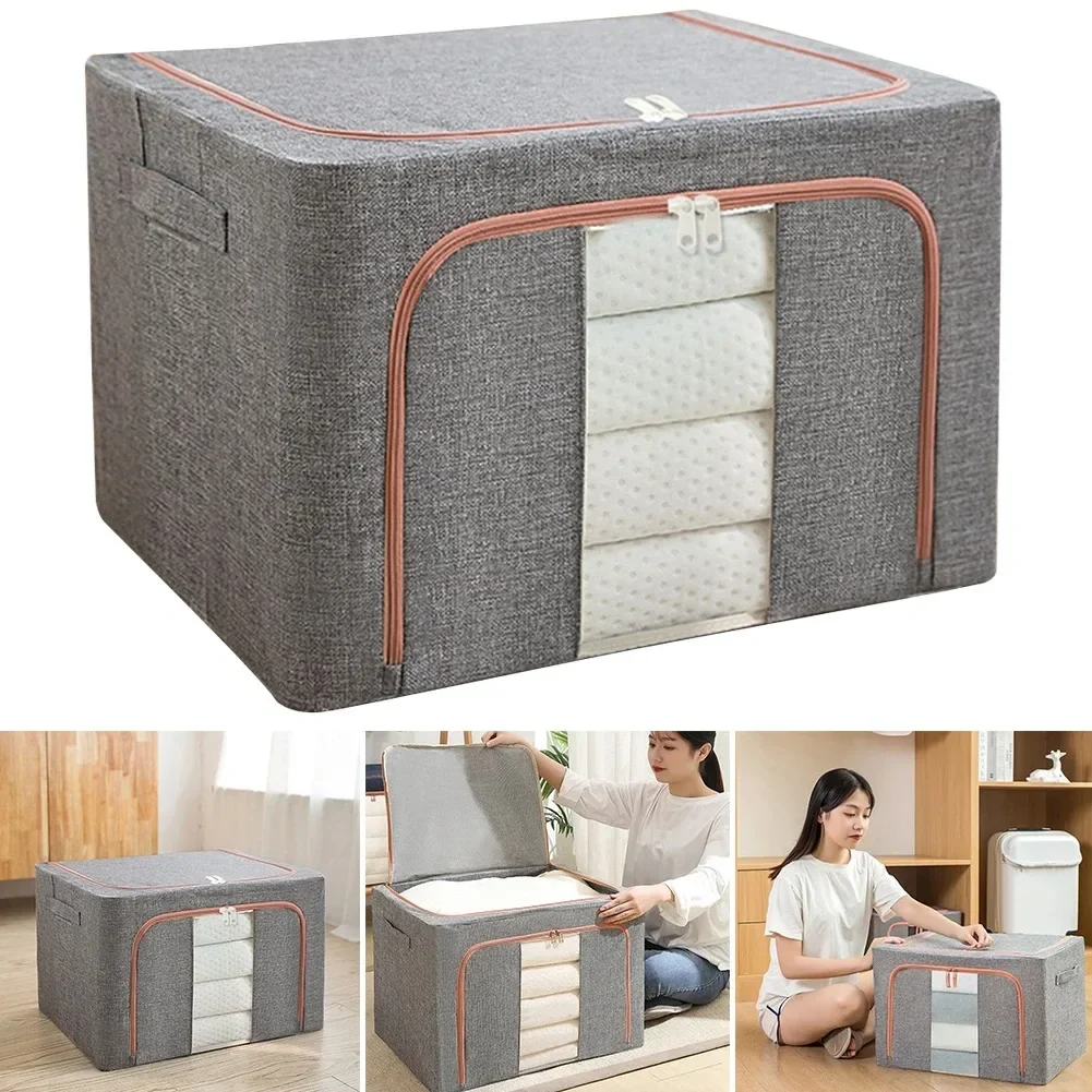 Stackable Clothes Storage Boxes Foldable Oxford Clothes Storage Bag With Zipper For Closet Wardrobe Organizer