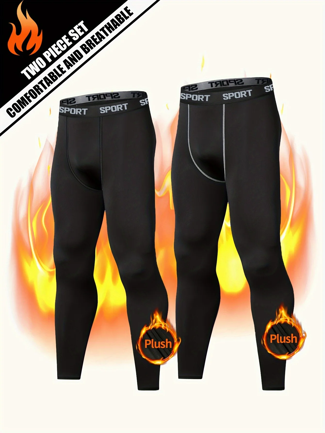 

Two-piece men's thermal pants, tight compression pants, men's sports and running tight pants