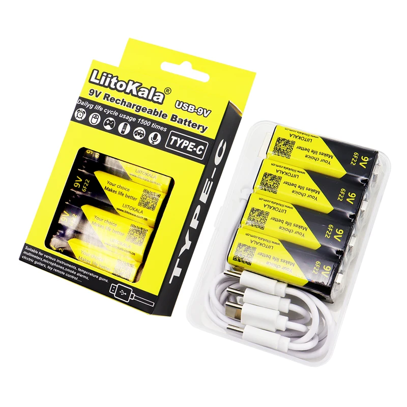 4-32 قطعة LiitoKala 9 فولت 1100 مللي أمبير بطارية 6F22 نوع-C USB-9 فولت بطارية ليثيوم أيون ل متعدد ميكروفون لعبة التحكم عن بعد KTV