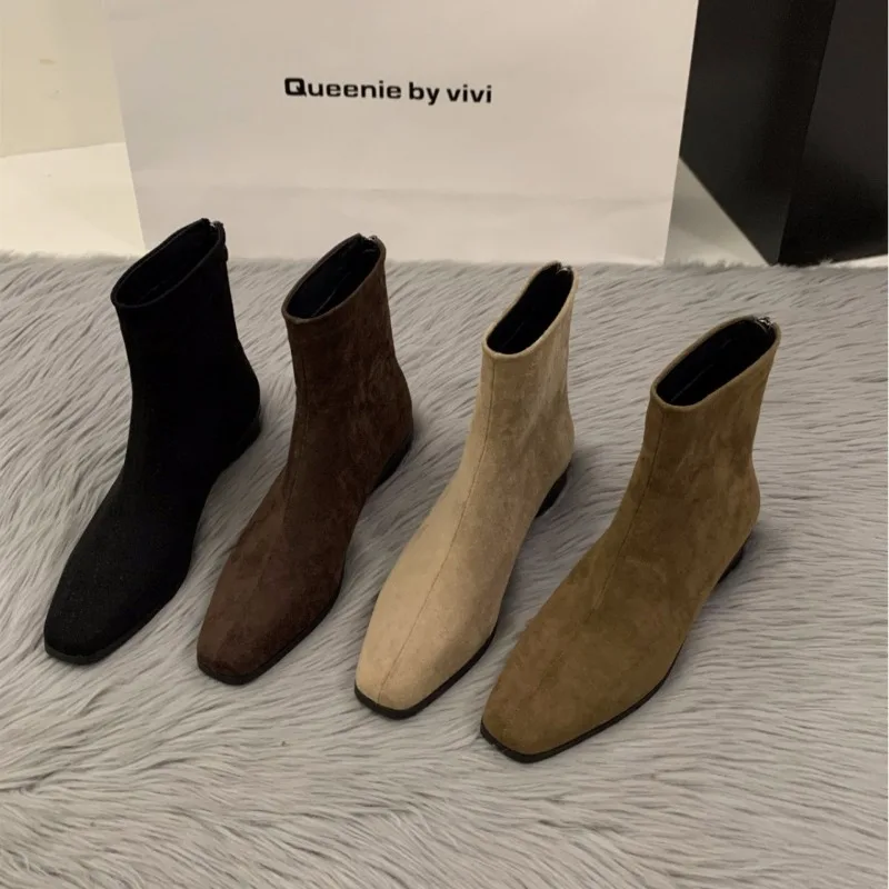 High Quality Mid-Calf Women's Boots Fashion Back Zip Modern Boots Women Hot Sale Solid Shoes Women Botines De Mujer Boots Ladies