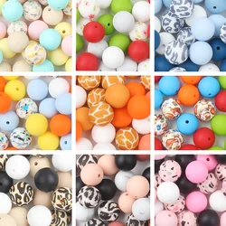 10/20PCS Printed Silicone Beads 12MM 15MM Round Leopard Print Beads Set For Jewelry Making DIY Pen Beaded KeyChain Accessories