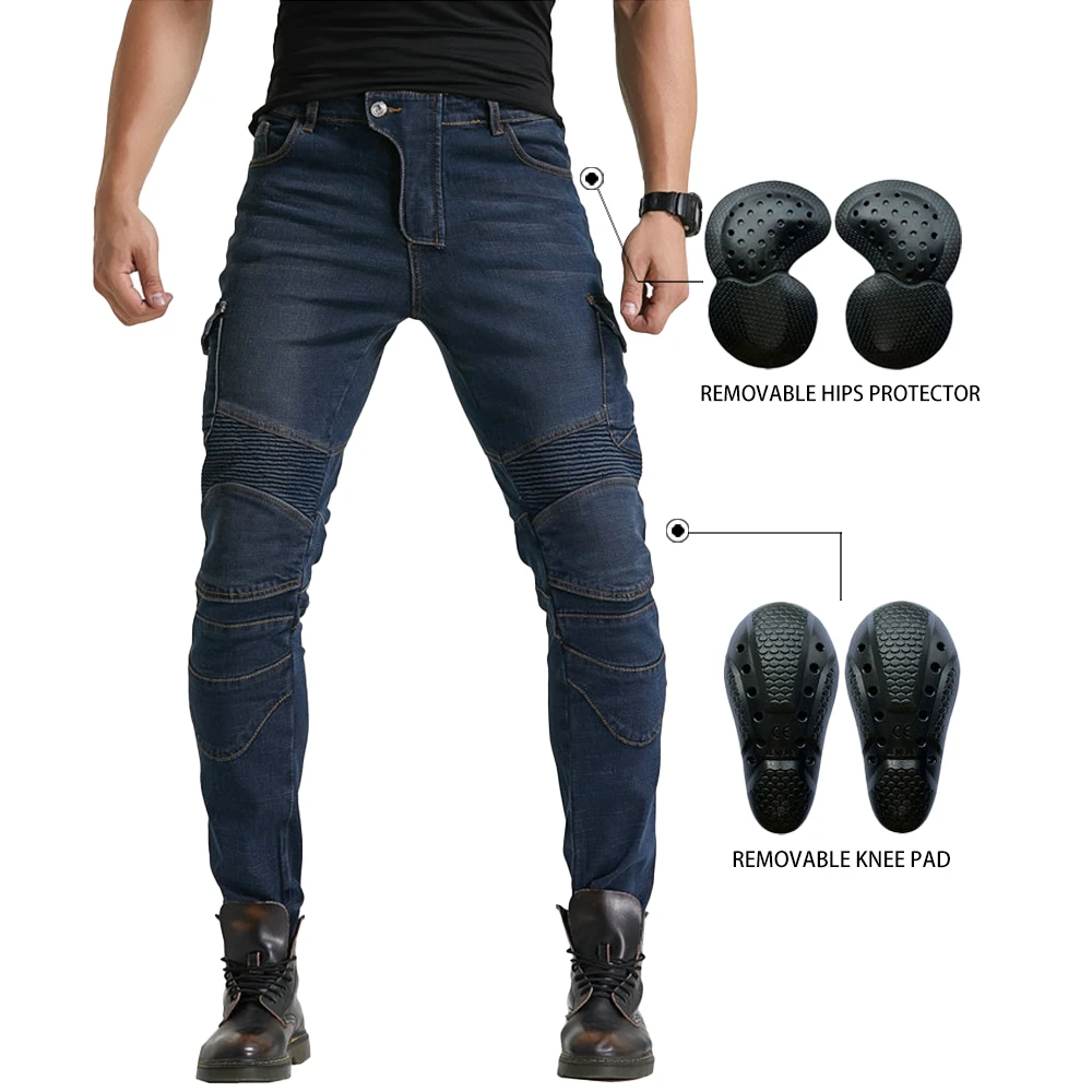 New Classic Jeans Men Wear Resistant Motocross Pants Wearable CE Protective Gear Riding Equipment Stretch Retro Motorcycle Jeans