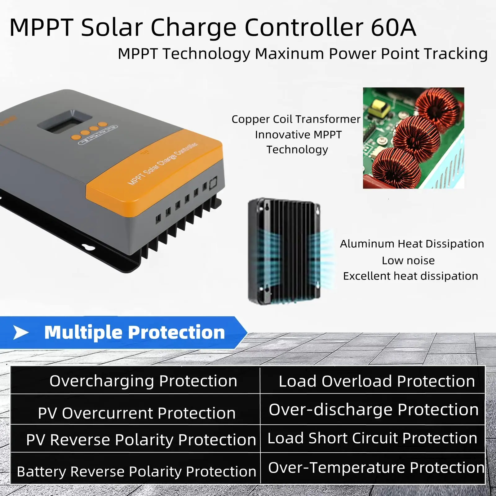 Imagem -03 - Controlador de Carga Solar Powmr Mppt 60a 12v 24v 36v 48v Regulador de Bateria com Equalizador de Bateria Cabo Solar Cabo de Bateria