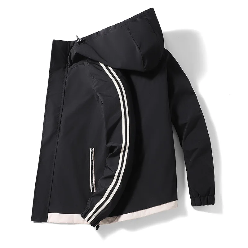 

Jacket Men's Pop Spring and Autumn New Hooded Top Korean Trend Coat Top Solid Male Fashion Sports Casual Zipper Jackets for Men