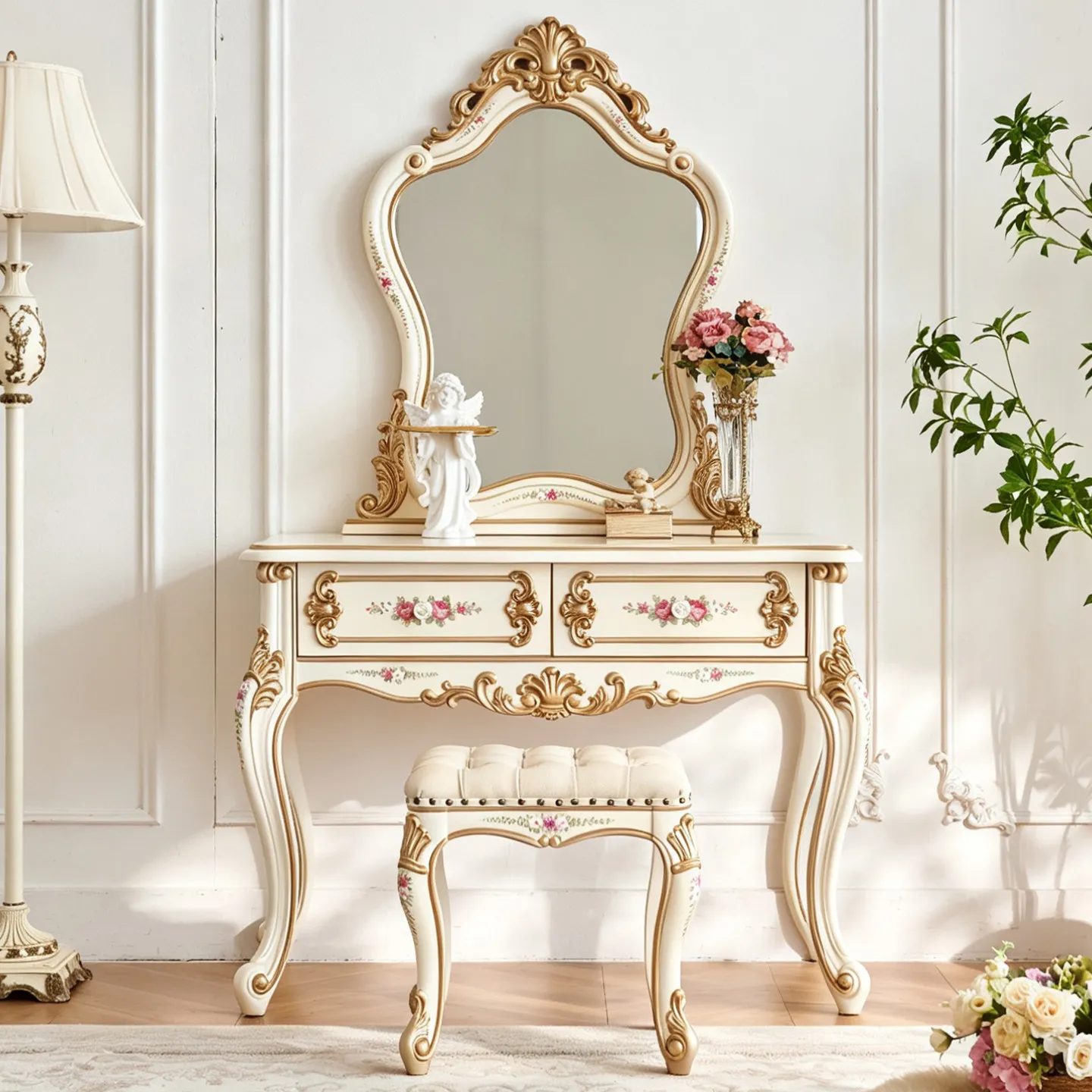 2026 new all solid wood beige painted rose master bedroom 1.51.8 meters bed