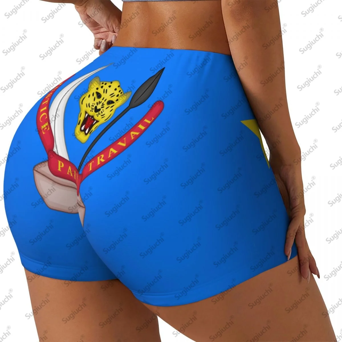 2026 Democratic Republic Of Congo Flag Yoga Shorts for Women Workout Scrunch Butt Lifting High Waisted Gym Running Short Pants