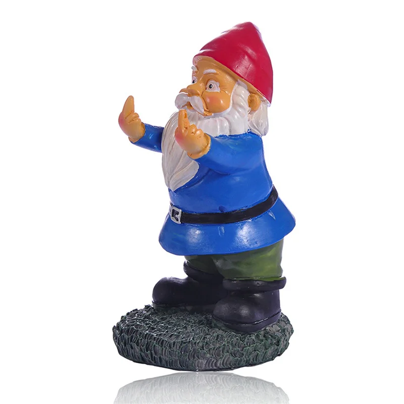 Middle Finger White Beard Dwarf Ornament Gnome Statue Ornament 5.9in Tall Garden Dwarf Statue Ornament Indoor Outdoor Decor