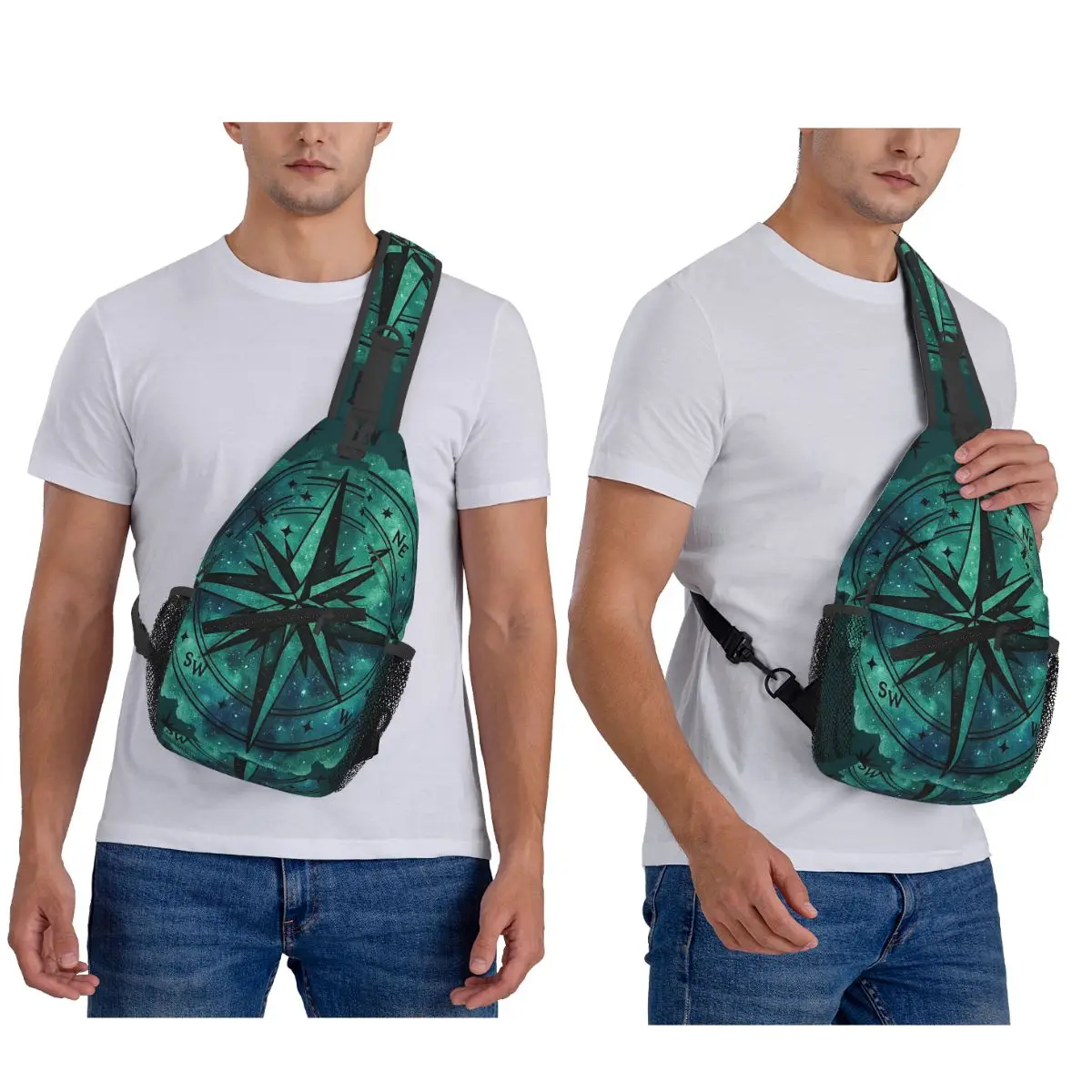 البوصلة الملاح من النجوم حقيبة الصدر الرجال حبال Crossbody على ظهره حقيبة الصدر السفر المشي لمسافات طويلة Daypack حقيبة الكتف
