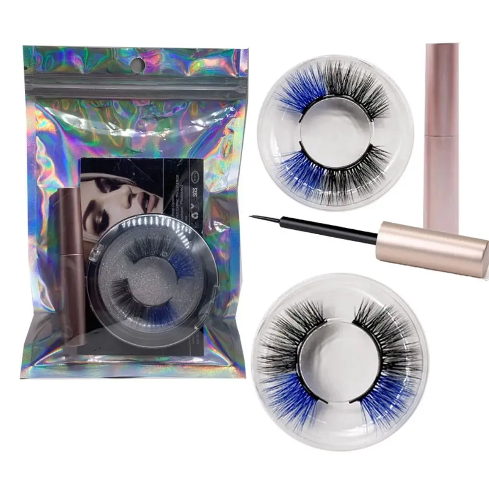 Hand-made Hand-made Magnetic Eyelash Fluffy Natural 5D Mink Lashes Reusable Colored False Eye Lashes Daily