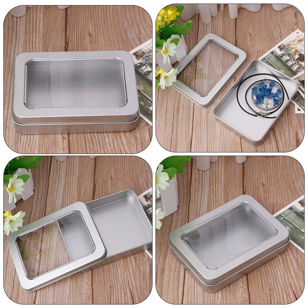 4 قطعة U القرص تخزين صفيح صندوق شفاف سطح المكتب نافذة حالة لمفاتيح محرك USB حبوب القرط الحرفية المعادن المنظم