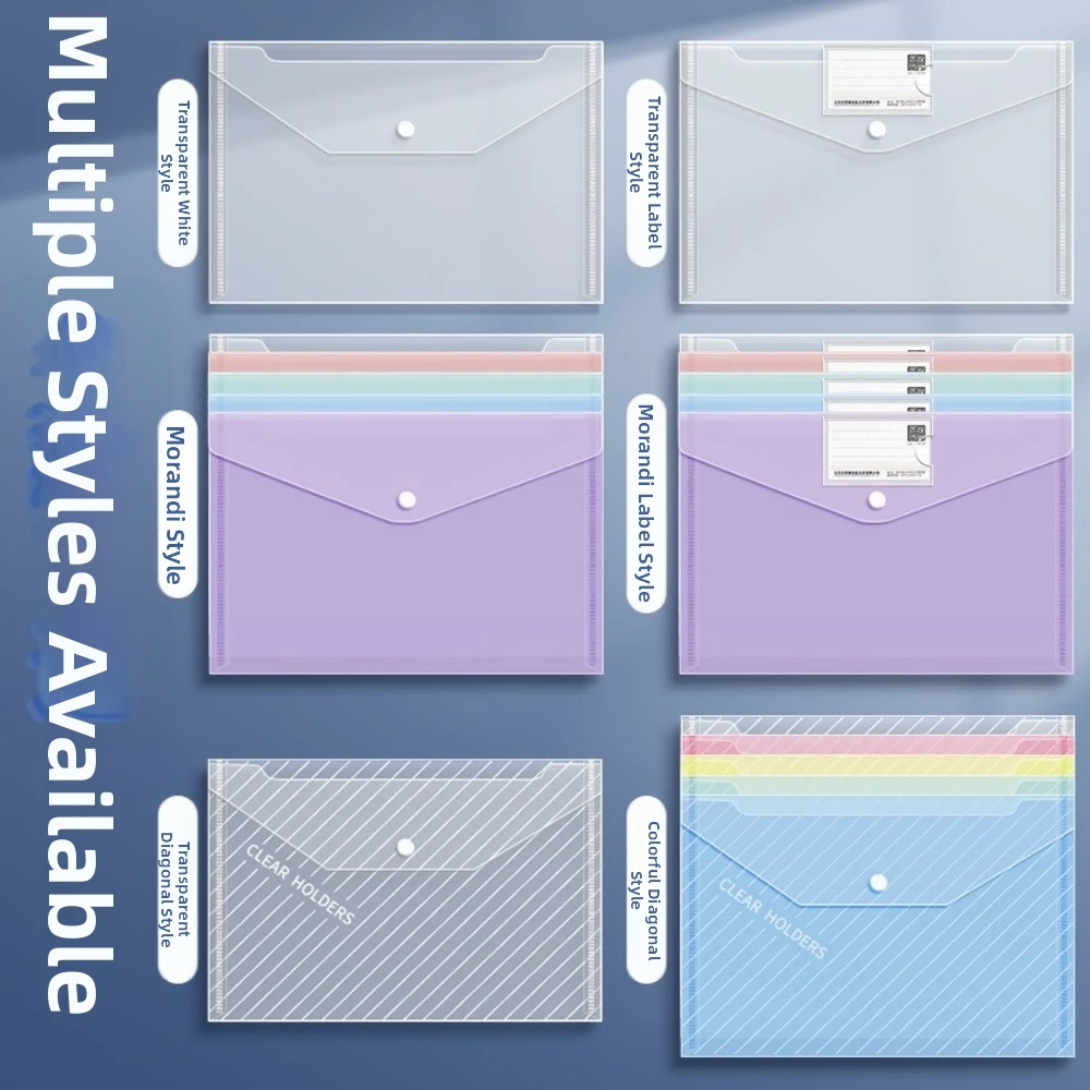 

10 Pcs Clear A4 File Folders Plastic Storage Bag Document Pouch Large Capacity Durable Document Bag Office, Home Organization