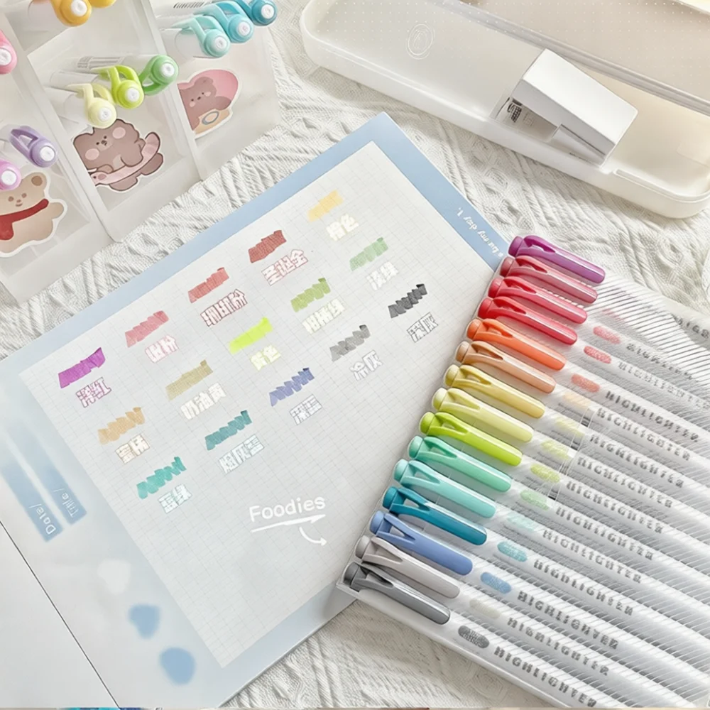 Double Head Highlighter Marker Set Vivid Shades For Students Journaling Art School Office Supplies Stationery Kit