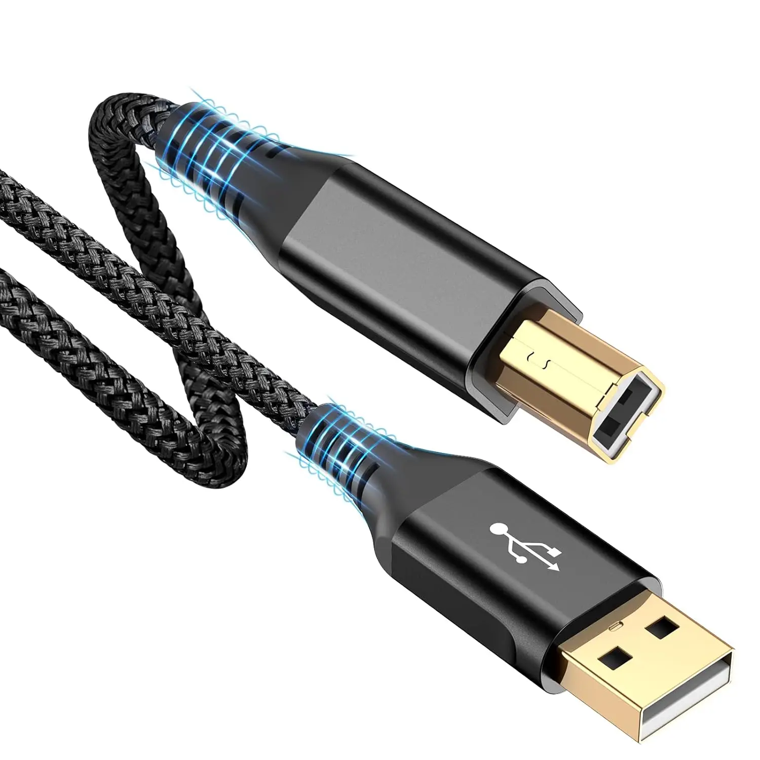 10ft, USB 2.0 Printer Cable USB-A to USB-B Cable, High Speed Nylon Braided Scanner Printer Cord for HP Canon Dell Epson Brother