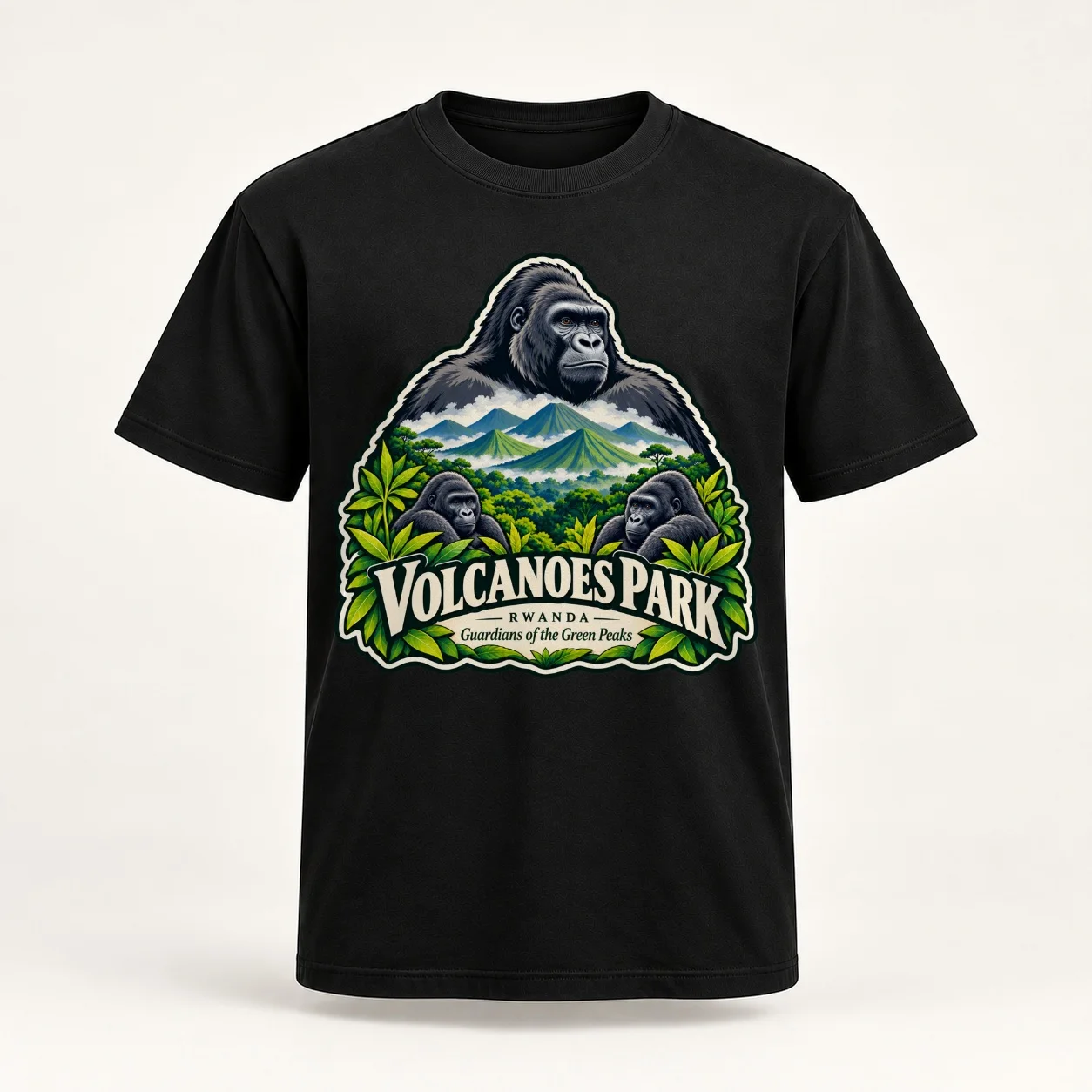 Volcanoes Park Rwanda Guardians Of The Green Peaks Gorilla Wildlife Travel Africa Classic T-Shirt cotton tshirt 100% T-Shirt