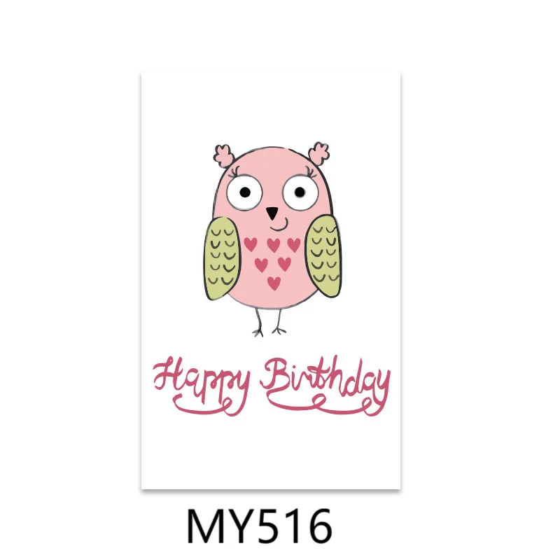 50Pcs/Pack Happy Birthday Stickers 5x8cm Rectangular Adhesive Labels Baking Cake Packaging Sticker Cartoon Decorative Sticker