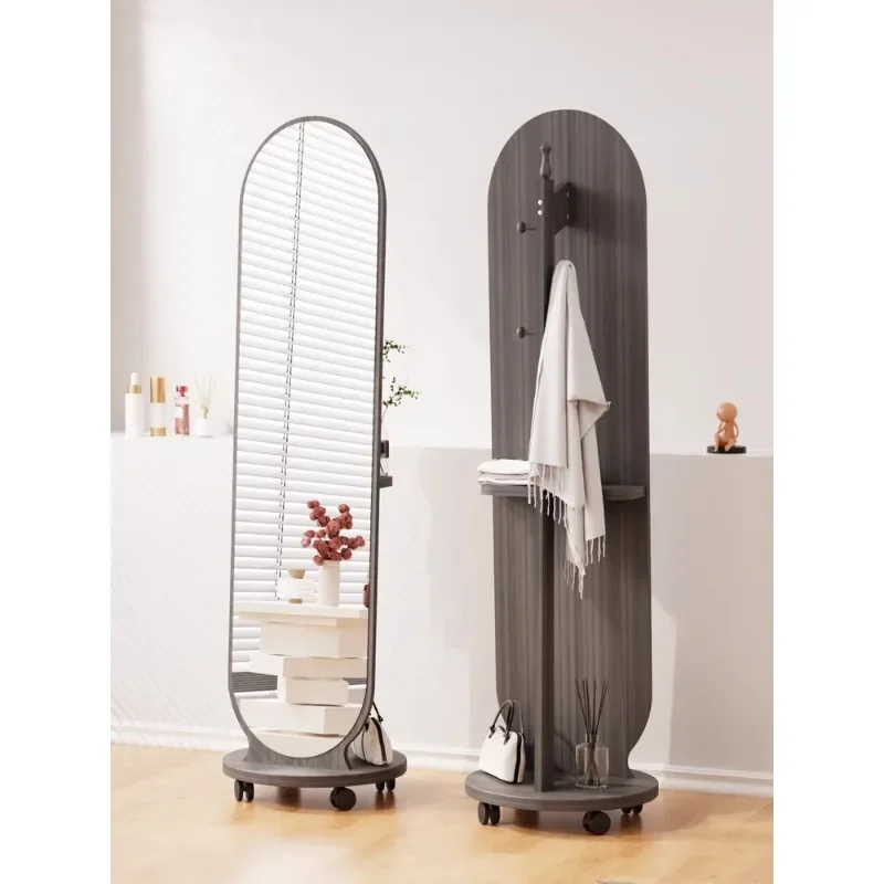 

French swivel full-body floor-to-ceiling mirror, bedroom cloak integrated movable clothes hanger, multi-functional dressing mirr