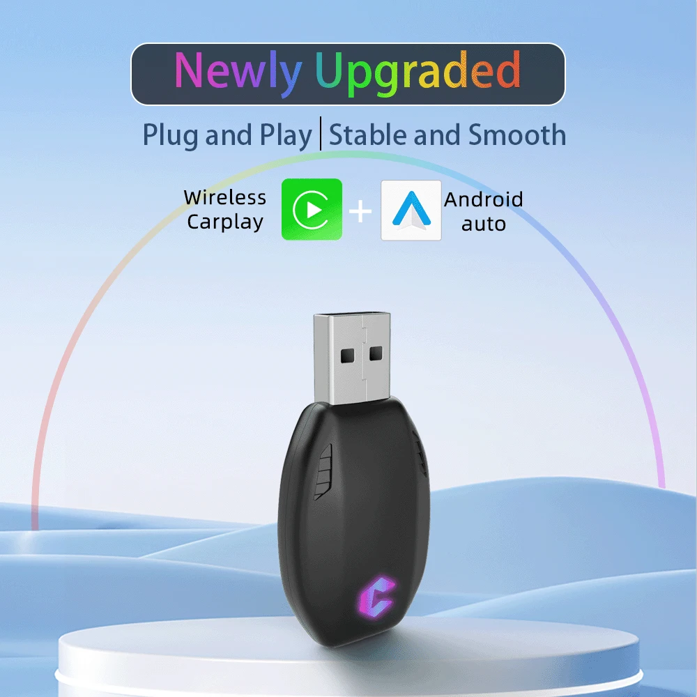 Wired to Wireless Carplay&Android Auto AI Box 2 in 1 Mini Adapter Plug And Play Dongle Fast Connect Compatible with 99% of Cars