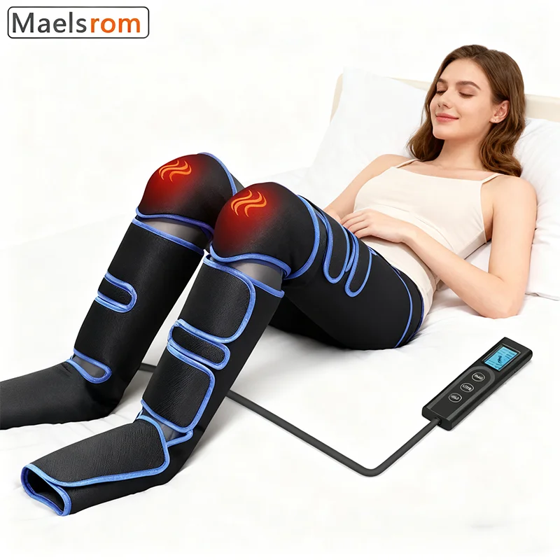 

6-камерные компрессионные ботинки для массажа ног с тепловой терапией - пневматическая система восстановления медицинского класса, боль в мышцах, циркуляция