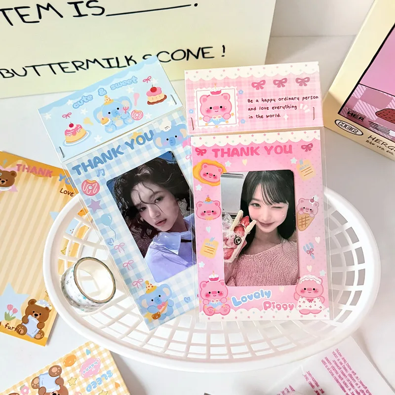 10pcs/set Cute Dog Cat Card Topper Set Photocard Backing Cards DIY Kawaii Animal Packaging Kpop Card Kit Gift Wrapping Supplies