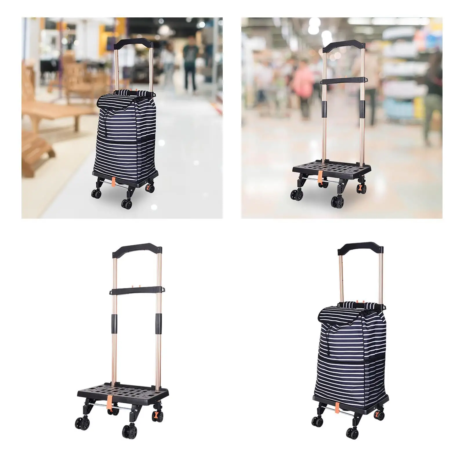 Folding Hand Truck Heavy Duty Luggage Cart with 4 Wheels with Telescoping Handle Platform Cart for Shopping Airport Home Travel