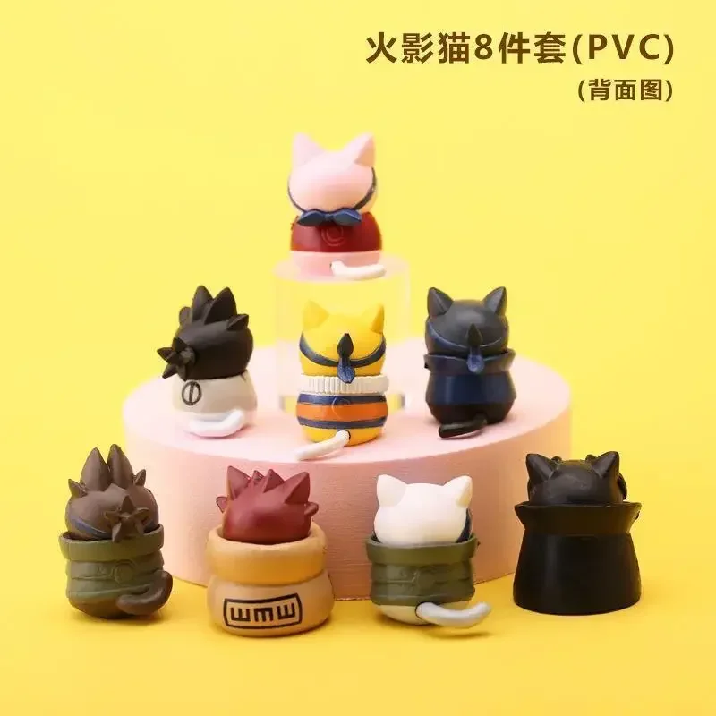Neue Anime Naruto Puppe Niedliche handgemachte Kuchendekoration Naruto Katzenmodell Hand Geburtstagsgeschenk 8tlg