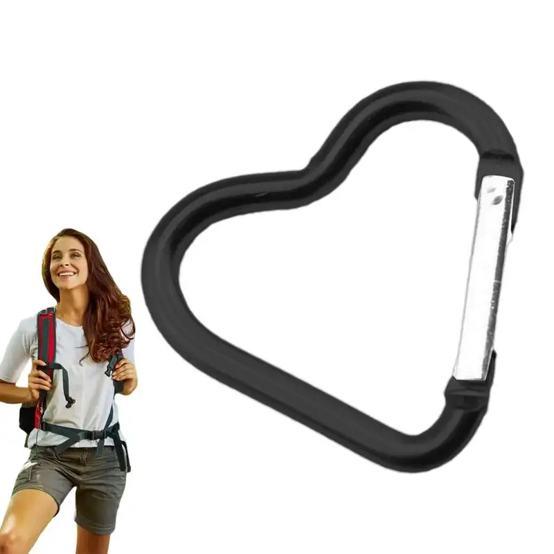 12pcs Heart-Shaped Carabiners Keychain aluminum alloy Buckle Hook ClipFor Backpacks, Hiking, Climbing And Survival Accessories