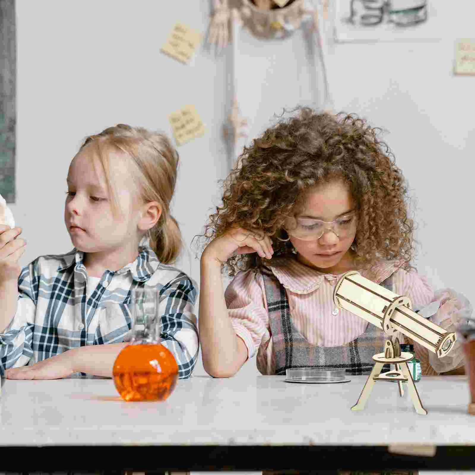 2 juegos de telescopio DIY, pequeño modelo astronómico, Material de experimento científico, accesorio de madera, juguete para niños