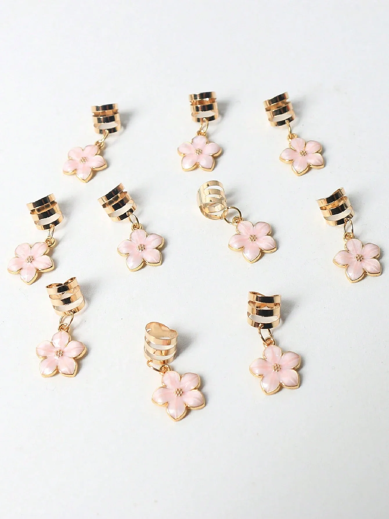 6pcs Pink Flower Hair Clips Metal Sleeve Braided Hair Accessories For Women Festival Party