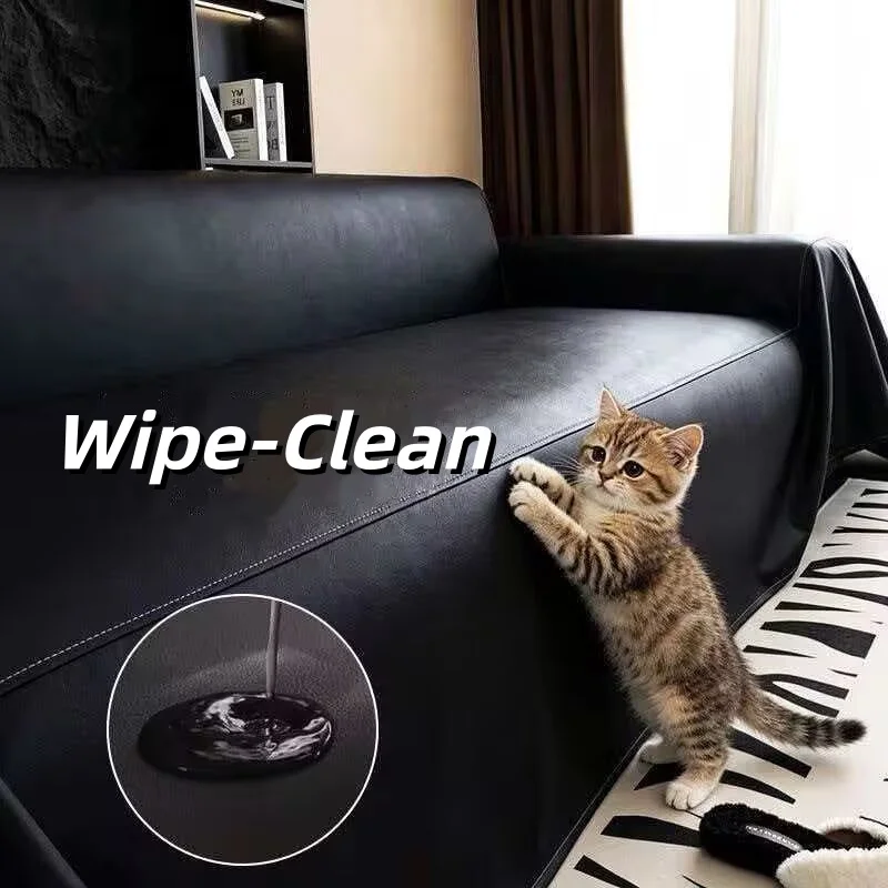 Waterproof Stain-Resistant PU Leather Sofa Cover Urine-Proof No-Wash Seat Protector Pads Full Coverage Anti-Hair Sofa Slipcover