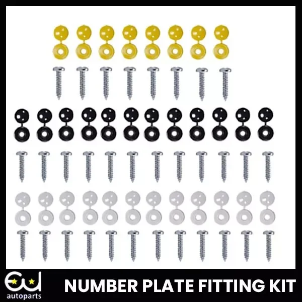 24pcs  Number Plate Car Fixing Fitting Kit Screws & Caps Hinged Black Yellow White Car Accessories