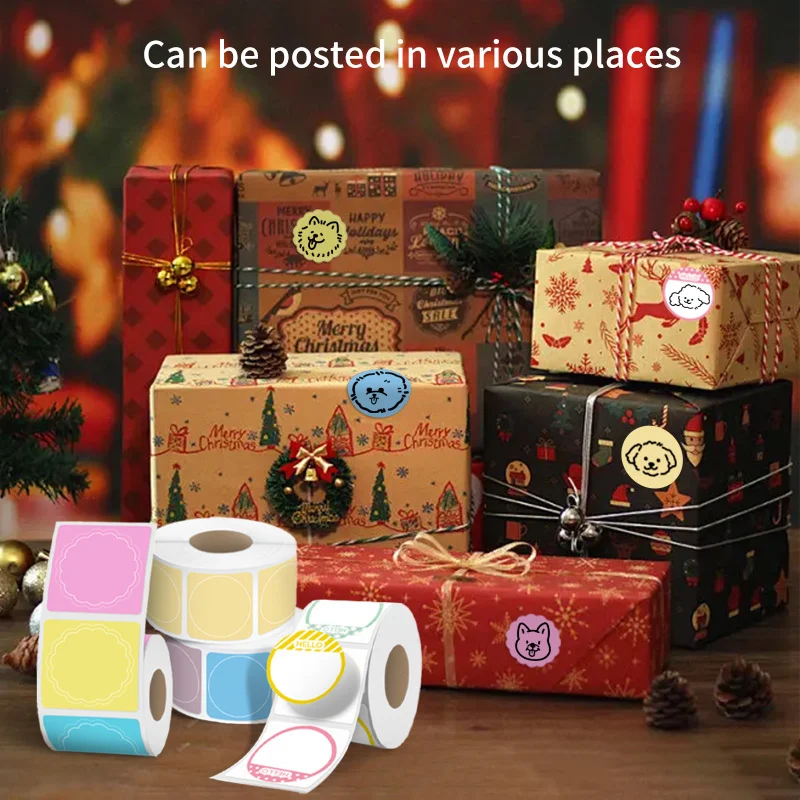 Colorful Circular Label Adhesive Paper Thermal Sticker Suitable for SINMARK Phomemo Portable Printer