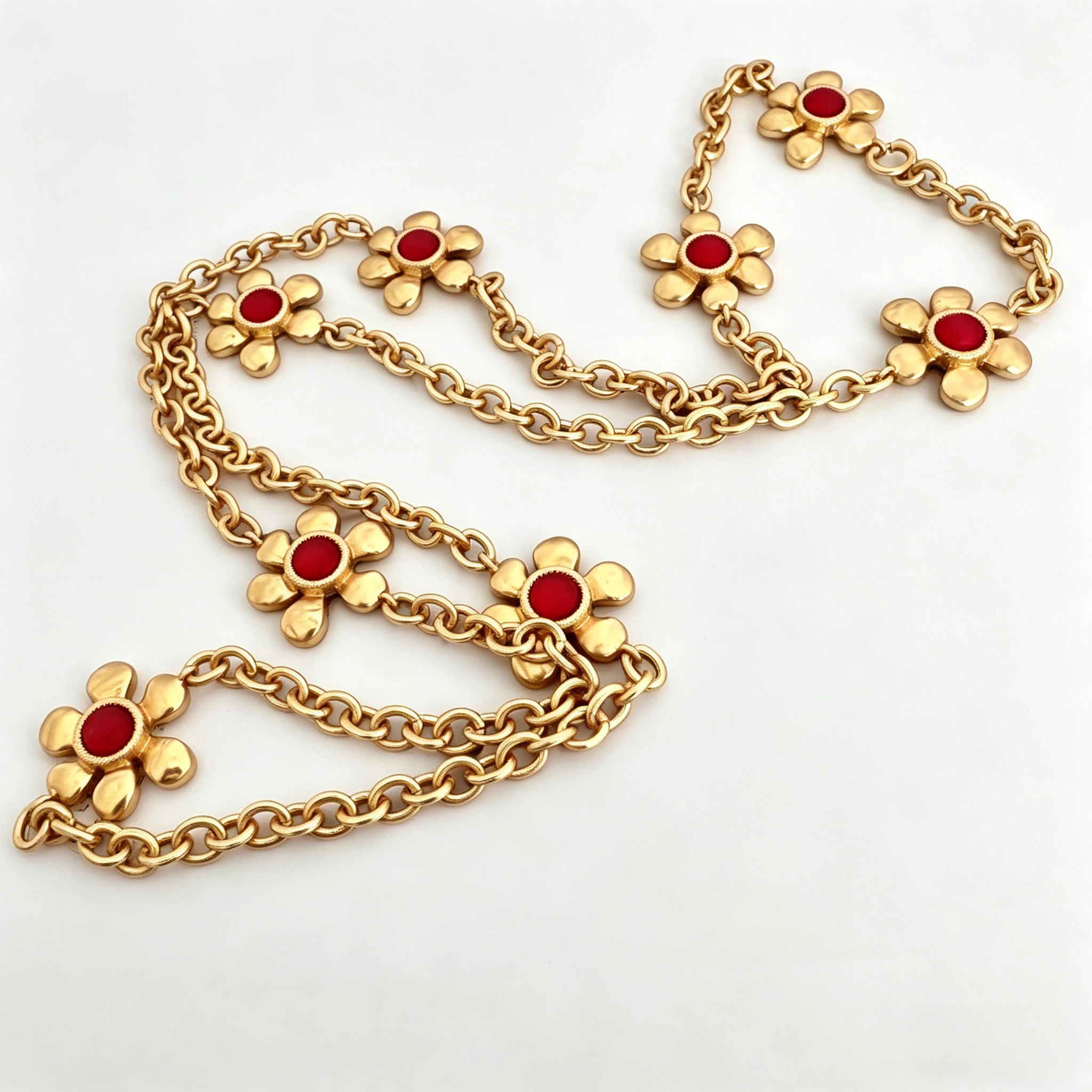 

VKVVA Fashion Jewelry Vintage Brass Red Heart Flower Long Sweater Necklace for Women Birthday Gifts, Unique Gift