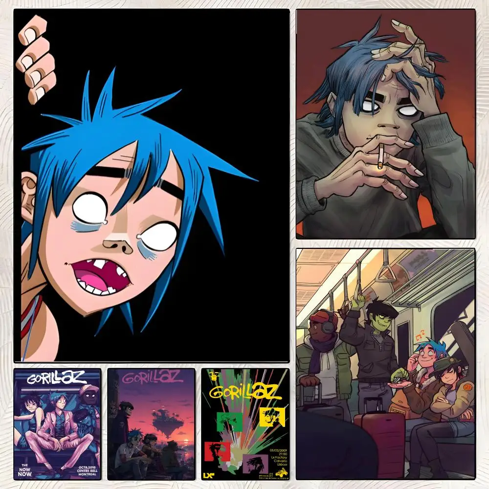Virtual Band Gorillaz Poster Classic Poster HD Art Sticky Wall Waterproof Home Living Room Bedroom Bar Aesthetic Decoration