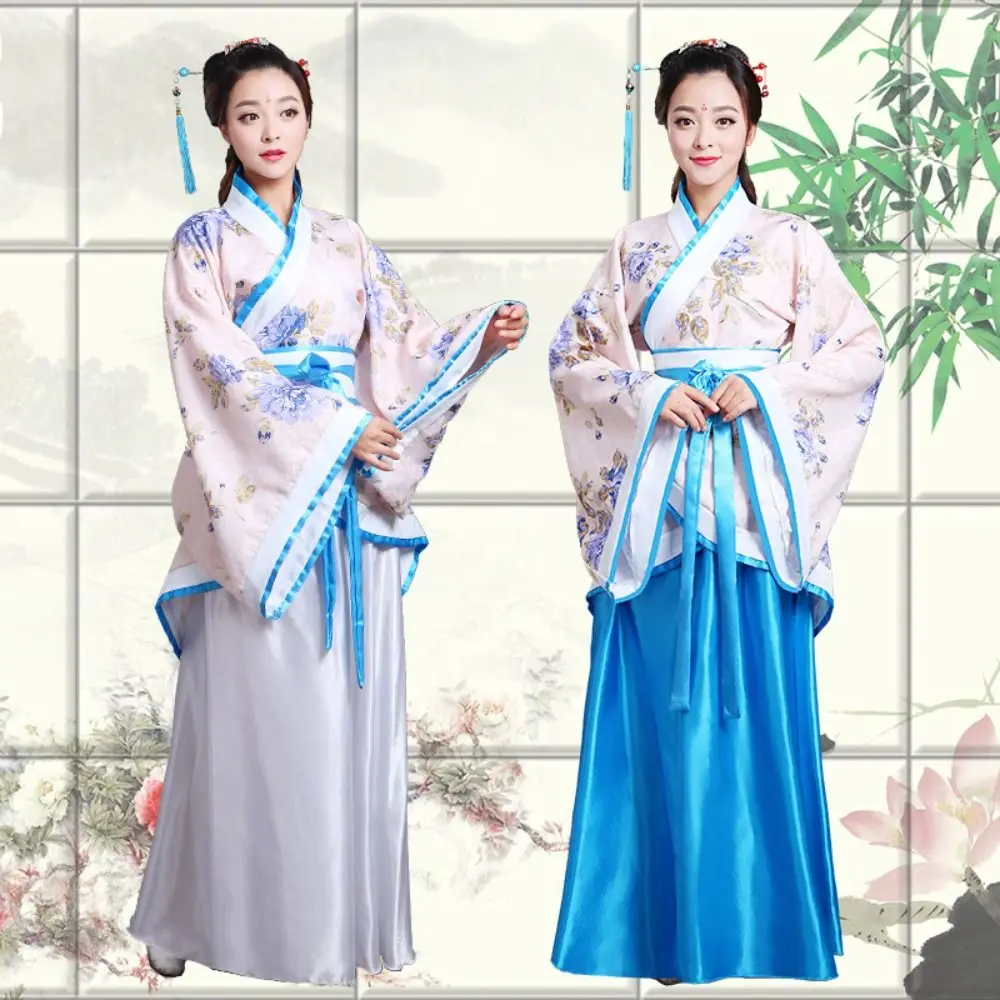 Flower Embroidery Classical Hanfu Costume Traditional Outfit Ancient Chinese Hanfu Skirt Colorful Retro Chinese Costume Lady